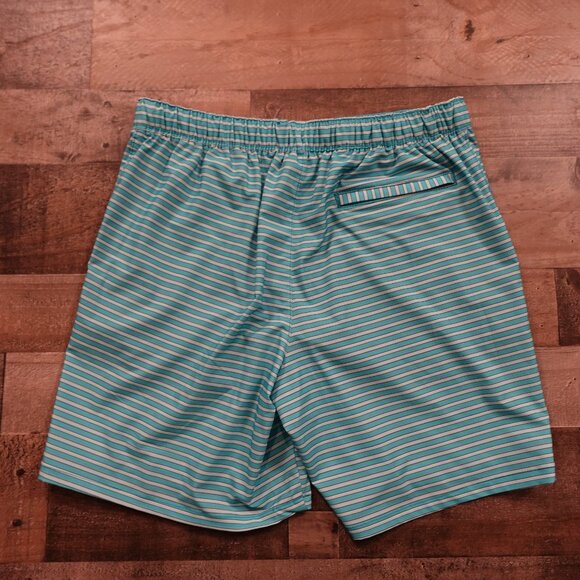 Lands’ End Hybrid Swim Shorts Men’s Medium 7” Teal Stripe Lined Quick-Dry - Picture 11 of 12